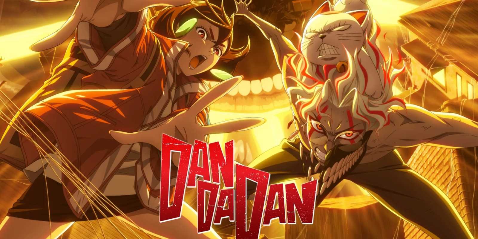 صورة ترويجية لأنمي داندا دان الموسم الثاني (Dan Da Dan Season 2) تضم الشخصيات الرئيسية مومو وأوكارون وجيجي.